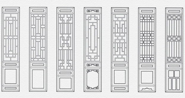 新兴常用中式仿古花窗图案隔断设计图