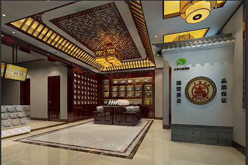 新兴古朴典雅的中式茶叶店大堂设计效果图